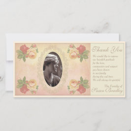 ヴィンテージのバラの楕円形の写真フレームの悔やみや弔慰は感謝していしています サンキューカード