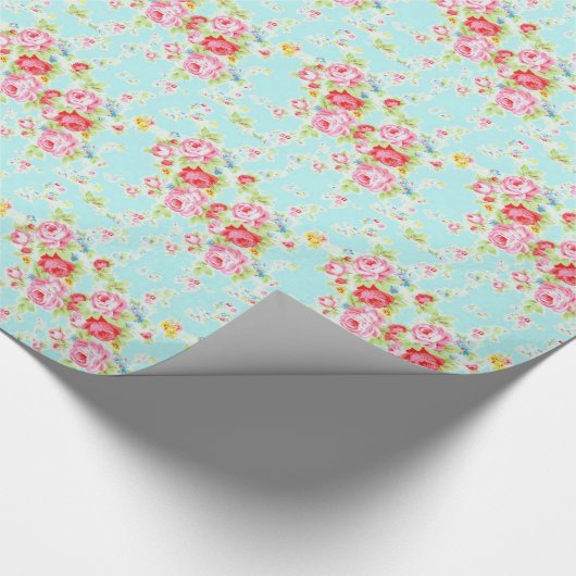 ヴィンテージのバラの花のぼろぼろの結婚式のwrappingpaper ラッピングペーパー (角)