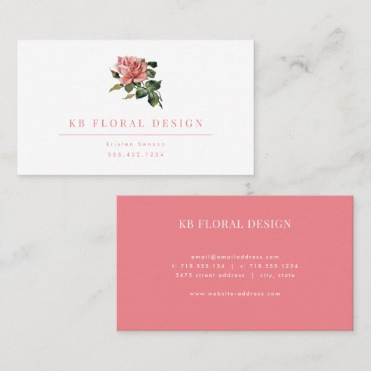 ヴィンテージのバラの花柄の名刺 名刺 (正面/裏面)