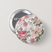 ヴィンテージのバラの花柄 缶バッジ (正面&裏面)