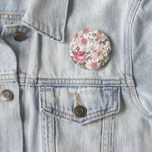 ヴィンテージのバラの花柄 缶バッジ (インサイチュ)