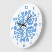 ヴィンテージのバラの青の花柄 ラージ壁時計 (傾斜)