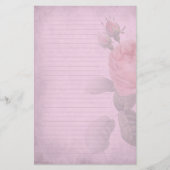 ヴィンテージのバラのDuskyピンクによって並べられる筆記用紙 便箋 (正面)