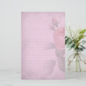 ヴィンテージのバラのDuskyピンクによって並べられる筆記用紙 便箋 (スタンド正面)