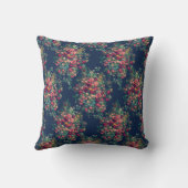 ヴィンテージのバラクラシックで青い色の金持ちのダマスク織 クッション (裏面)