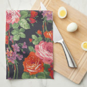 ヴィンテージのバラパターン キッチンタオル (四つ折り)