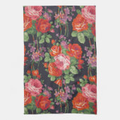 ヴィンテージのバラパターン キッチンタオル (縦)