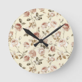 ヴィンテージのバラパターン ラウンド壁時計