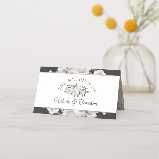 ヴィンテージのバラ結婚席のテーブル番号 プレイスカード (裏面)