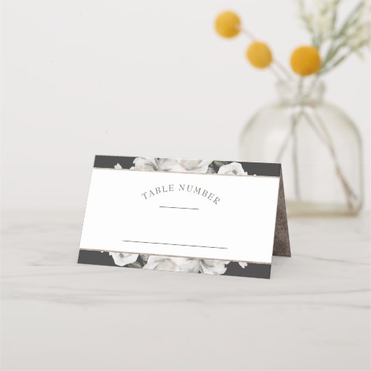 ヴィンテージのバラ結婚席のテーブル番号 プレイスカード (正面)