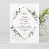 ヴィンテージのバラ金ゴールドダイヤモンドフレーム結婚ズ 招待状 (スタンド正面)