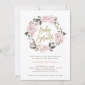 ヴィンテージのバラ|の赤面の水彩画のベビーは振りかけます 招待状 (正面)