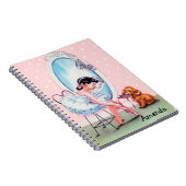 ヴィンテージのバレリーナのイメージのノート ノートブック (右側)