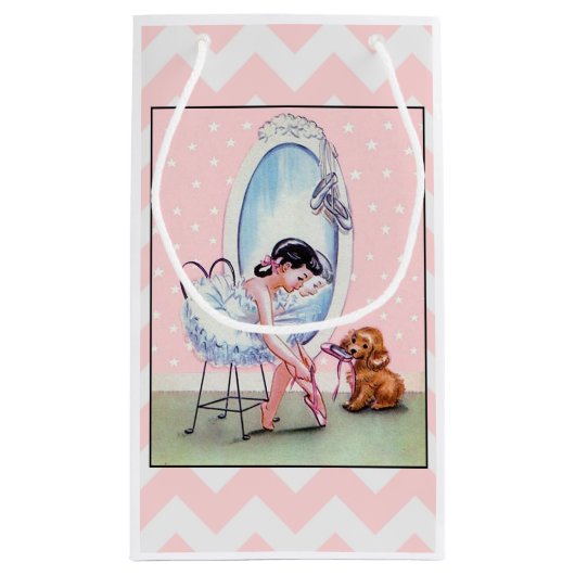 ヴィンテージのバレリーナのギフトバッグ スモールペーパーバッグ (裏面)