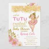 ヴィンテージのバレリーナのチュチュの女の子のベビーシャワーの招待状 招待状 (正面/裏面)