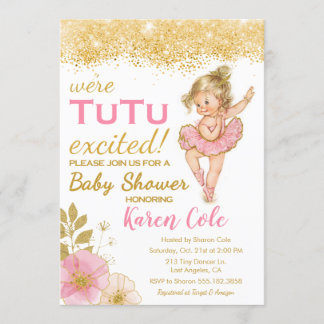 ヴィンテージのバレリーナのチュチュの女の子のベビーシャワーの招待状 招待状
