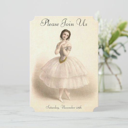 ヴィンテージのバレリーナの踊りのバレエのダンスの演奏会 招待状 (スタンド正面)