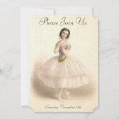 ヴィンテージのバレリーナの踊りのバレエのダンスの演奏会 招待状 (正面)