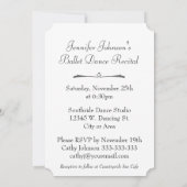 ヴィンテージのバレリーナの踊りのバレエのダンスの演奏会 招待状 (裏面)