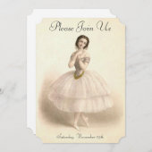 ヴィンテージのバレリーナの踊りのバレエのダンスの演奏会 招待状 (正面/裏面)