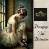 ヴィンテージのバレリーナPink Bow by Window Decompage 薄葉紙