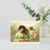 ヴィンテージのバレンタインのアフロディーテおよびキューピッド シーズンポストカード (スタンド正面)