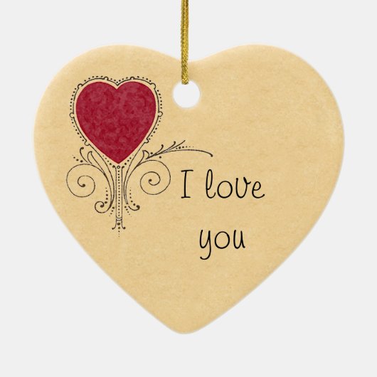 ヴィンテージのバレンタインのオーナメント セラミックオーナメント (裏面)