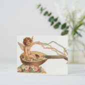 ヴィンテージのバレンタインのキューピッドはメロディーを愛します シーズンポストカード (スタンド正面)