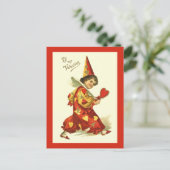 ヴィンテージのバレンタインのピエロの郵便はがき シーズンポストカード (スタンド正面)