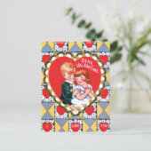 ヴィンテージのバレンタインの三角形およびハート シーズンポストカード (スタンド正面)