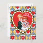 ヴィンテージのバレンタインの三角形およびハート シーズンポストカード (正面/裏面)