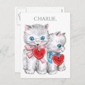 ヴィンテージのバレンタインの任意名前をカスタムするの郵便はがき シーズンポストカード (正面/裏面)