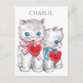 ヴィンテージのバレンタインの任意名前をカスタムするの郵便はがき シーズンポストカード (正面)