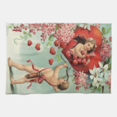 ヴィンテージのバレンタインの台所タオル キッチンタオル (横)