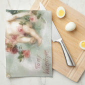 ヴィンテージのバレンタインの天使 キッチンタオル (四つ折り)