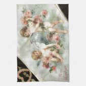 ヴィンテージのバレンタインの天使 キッチンタオル (縦)