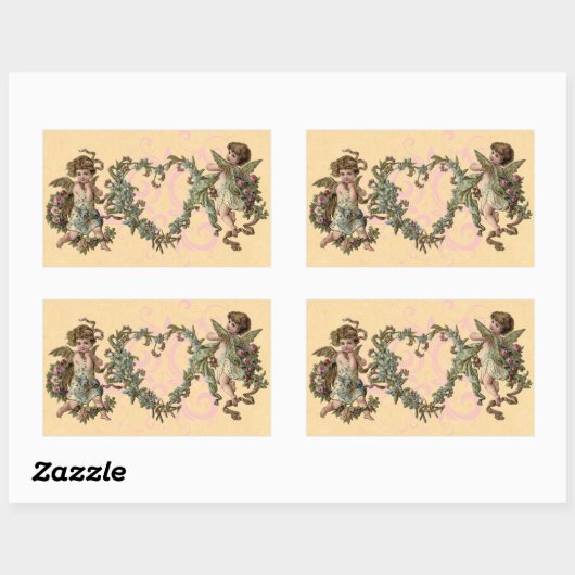 ヴィンテージのバレンタインの妖精の国のステッカー 長方形シール (シート)