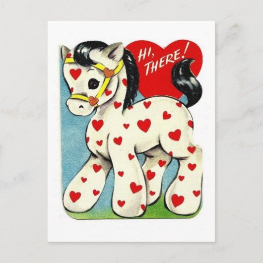 ヴィンテージのバレンタインの子馬 シーズンポストカード (正面)