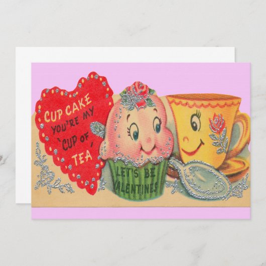 ヴィンテージのバレンタインの招待状 招待状 (正面/裏面)