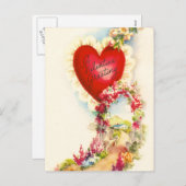 ヴィンテージのバレンタインの挨拶 シーズンポストカード (正面/裏面)