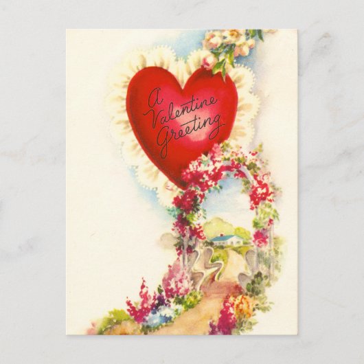 ヴィンテージのバレンタインの挨拶 シーズンポストカード (正面)