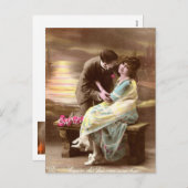 ヴィンテージのバレンタインの日没 シーズンポストカード (正面/裏面)