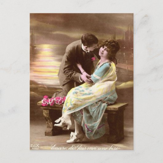 ヴィンテージのバレンタインの日没 シーズンポストカード (正面)