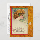 ヴィンテージのバレンタインのSchmuckerの女の子の金ゴールドの蝶 シーズンポストカード (正面/裏面)