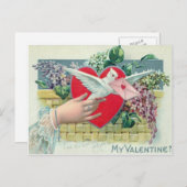 ヴィンテージのバレンタインカードを持つレトロの伝書鳩 シーズンポストカード (正面/裏面)