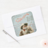 ヴィンテージのバレンタインデーのキスをするなカップルのコラージュ スクエアシール (封筒)