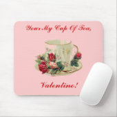 ヴィンテージのバレンタインデーのティーカップのマウスパッド マウスパッド (マウス)