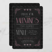 ヴィンテージのバレンタインデーの夜会のパーティの招待状 招待状 (正面/裏面)