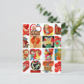 ヴィンテージのバレンタインデーはレトロの赤い白を梳きます シーズンポストカード (スタンド正面)