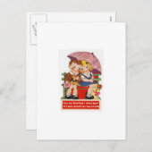 ヴィンテージのバレンタインデーカード シーズンポストカード (正面/裏面)